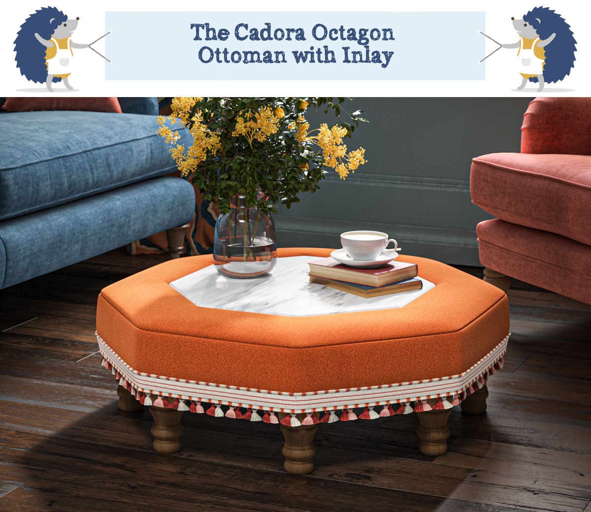 Octagonal Ottoman with Inlay